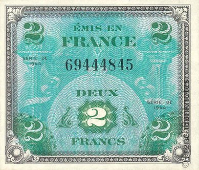 France-Allied-Military-Currency-2-Franc-P-114A/P-114B