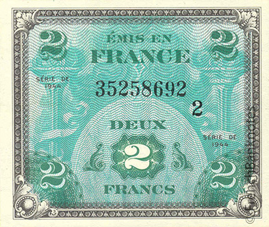 France-Allied-Military-Currency-2-Franc-P-114A/P-114B